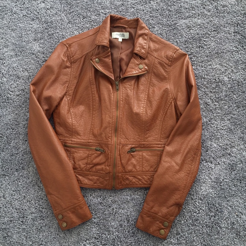 Brown Faux Leather Jacket Charlotte Russe